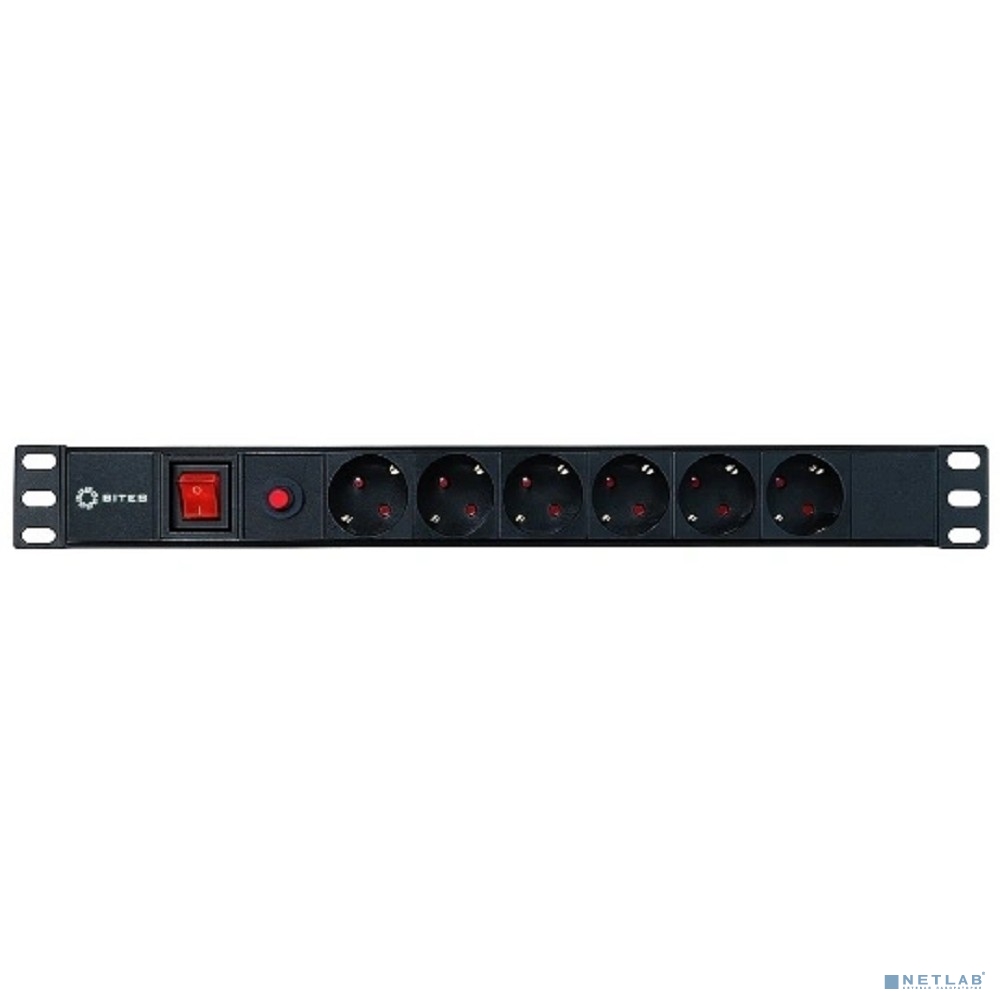 5bites Блок розеток PDU-10 6S / 10A / PVC / SWITCH / 1U / 19"
