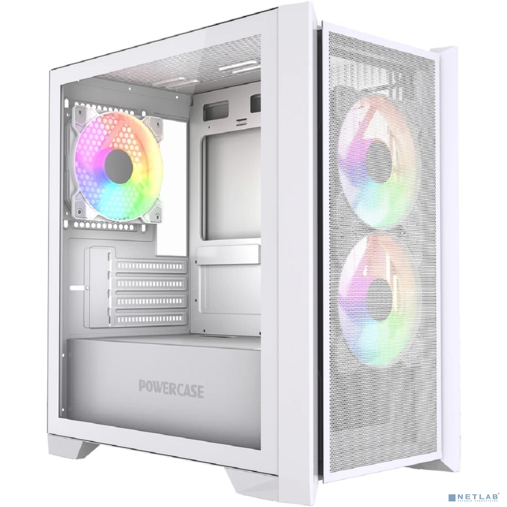 Powercase Alisio Micro Z3W ARGB V2, Tempered Glass, 3x 120mm ARGB fan, белый, mATX (CAMZW-A3-V2)