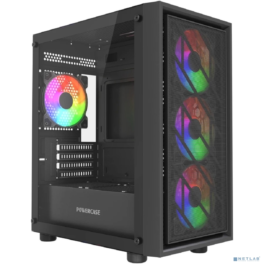 Powercase Mistral Micro EM16, Tempered Glass, 4x120mm FRGB fan, чёрный, mATX (CMMEM16B-L4)