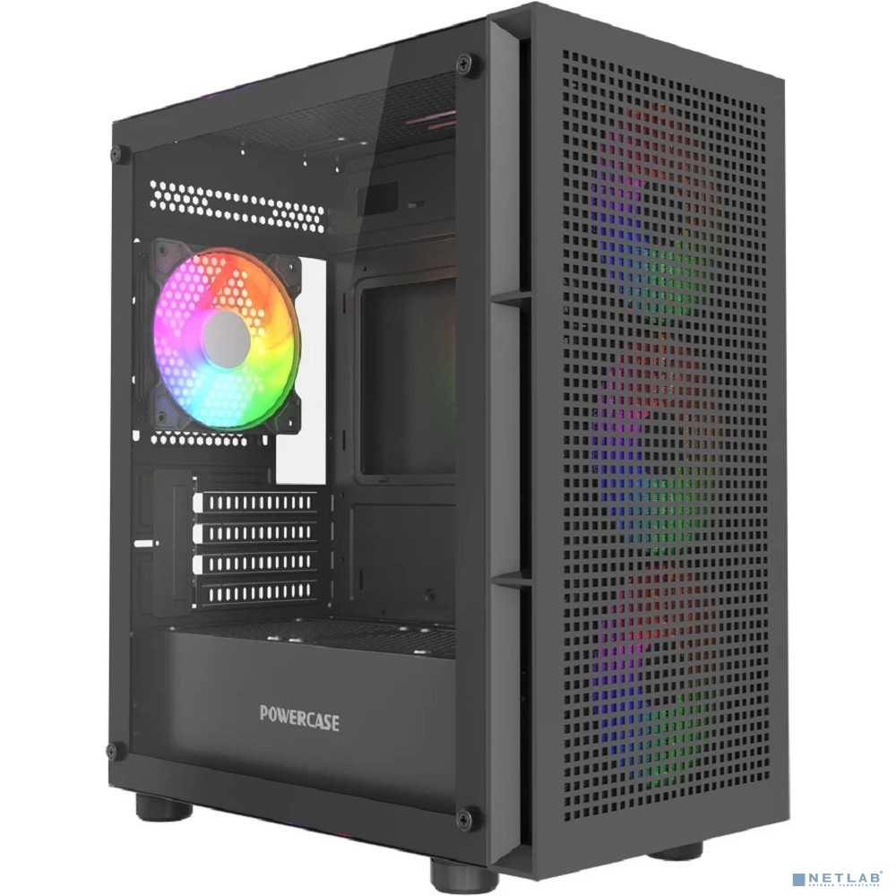 Powercase Mistral Micro EM17, Tempered Glass, 4x120mm ARGB PWM fan, чёрный, mATX (CMMEM17B-A4)