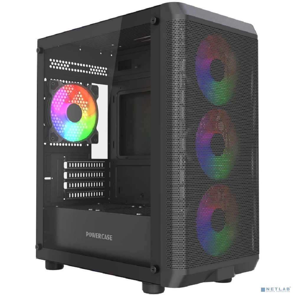 Powercase Mistral Micro EM22, Tempered Glass, 4x120mm FRGB fan, чёрный, mATX (CMMEM22B-L4)