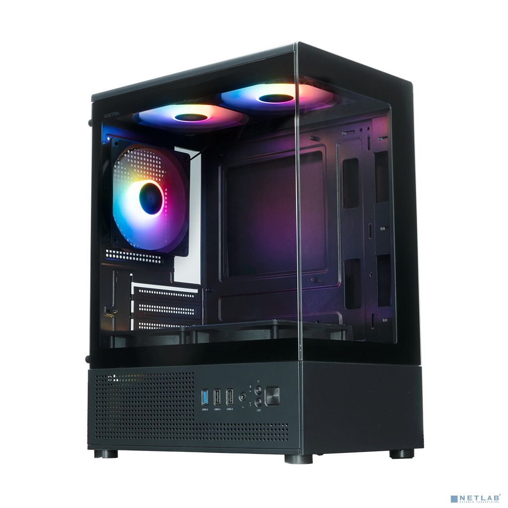 Корпус XASTRA Q300M 5ARGB-C6 Black mATX/Aquarium/Screewless/ 5x120mm ARGB PWM FC fans/Argb+PWM HUB 6port/ Q300M-5FC12A-C6