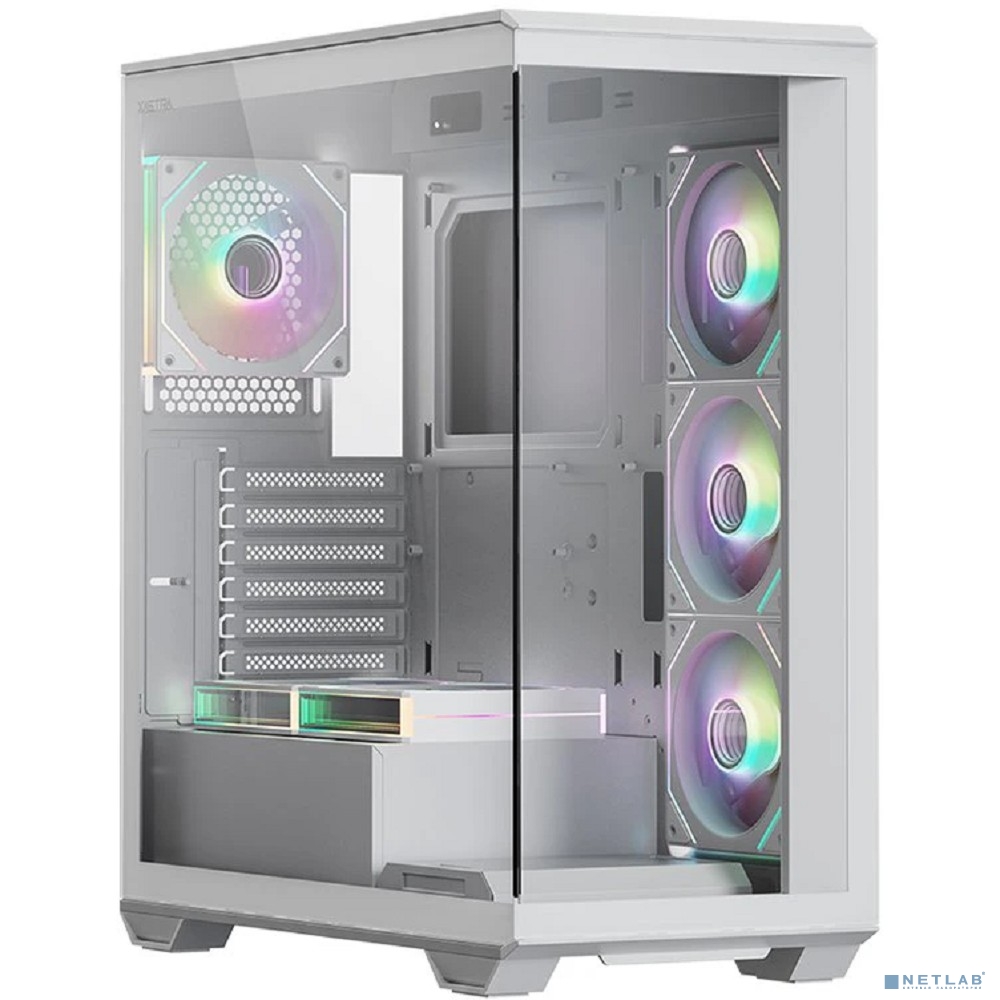 Корпус XASTRA Q600 6ARGB-C10-UC White ATX/Aquarium/Screewless/6x120mm ARGB PWM FM fans/Argb+PWM HUB 10port/ Type-C/ Q600-6FM12A-C10-UC-WH