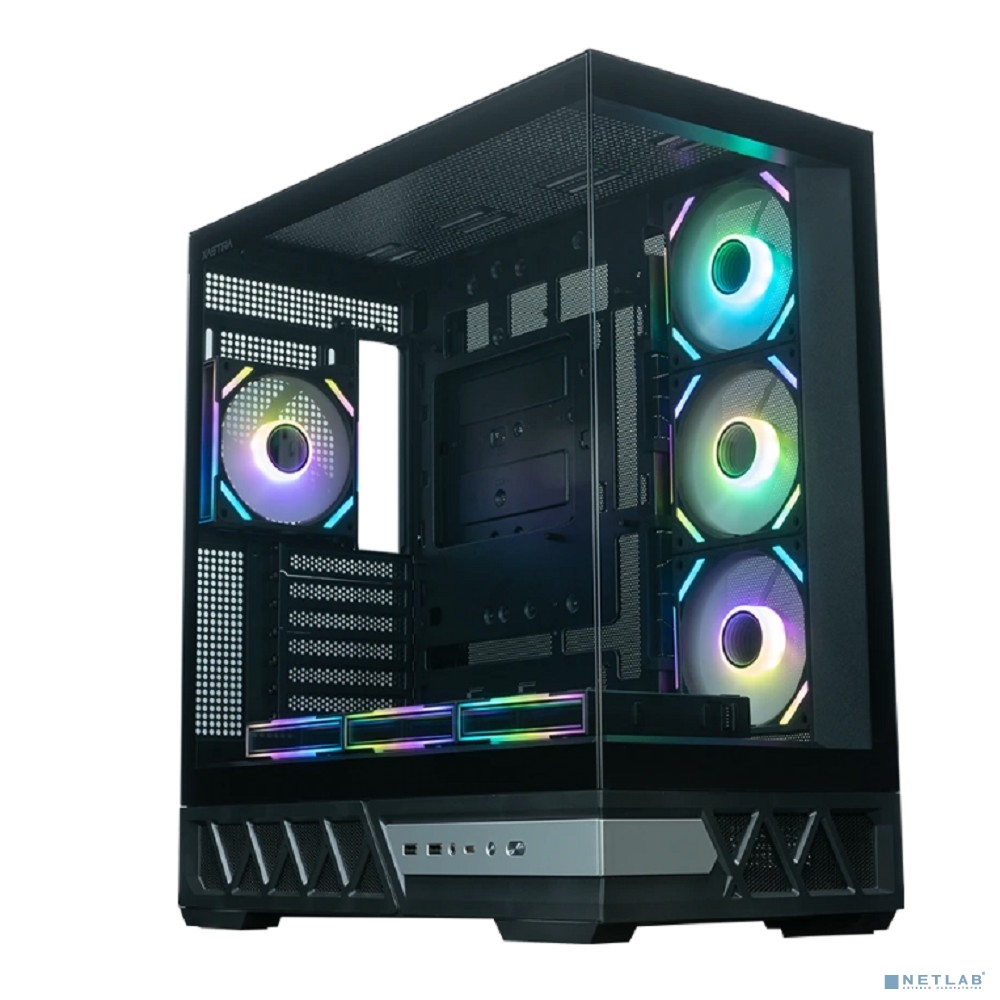 Корпус XASTRA Q700 7ARGB-FS-C10-UC Black ATX/Aquarium/Screewless/7x120mm ARGB PWM Daisy Chain FS fans/Argb+PWM HUB 10port/Type C / Q700-7FS12A-C10-UC