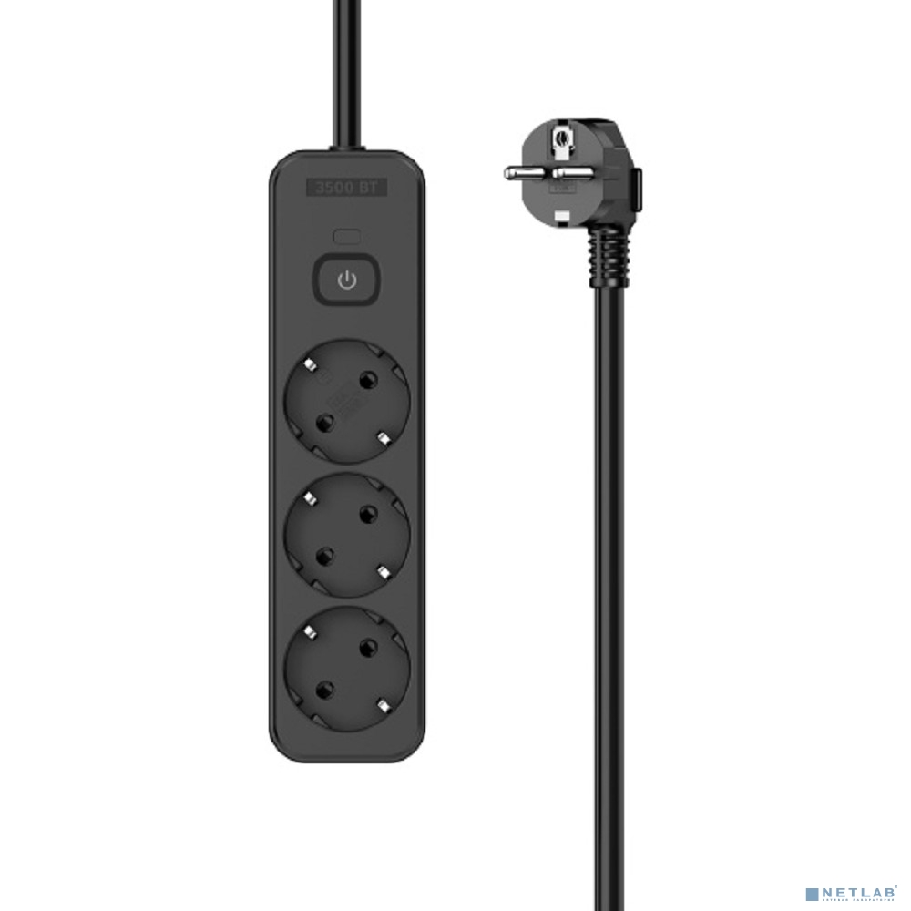 Perfeo сетевой удлинитель "REAL STRIP" 1,0м, 3 розетки, 16А, 3500 Вт, черный.