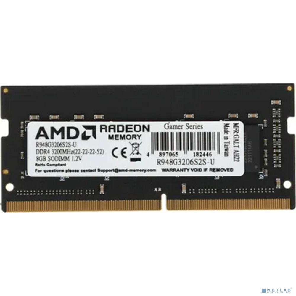 AMD SO-DIMM DDR4 8Gb R9 Gamer Series 3200МГц OEM (R948G3206S2S-U )