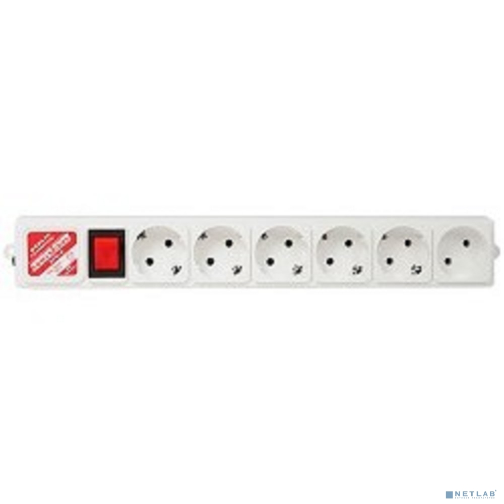 PowerCube Фильтр-удлинитель (SPG(5+1)-B-15), 6 розеток, 5м. 10А/ 2,2кВт, серый