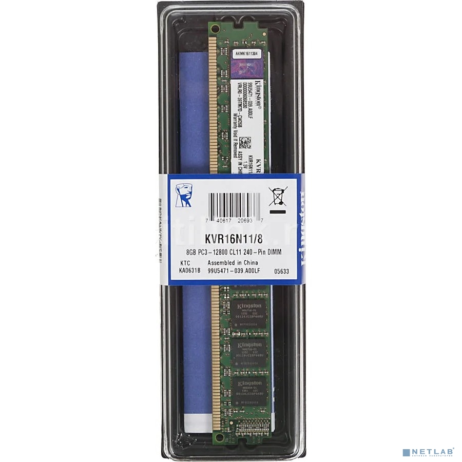Kingston DDR3 DIMM 8GB (PC3-12800) 1600MHz KVR16N11/8