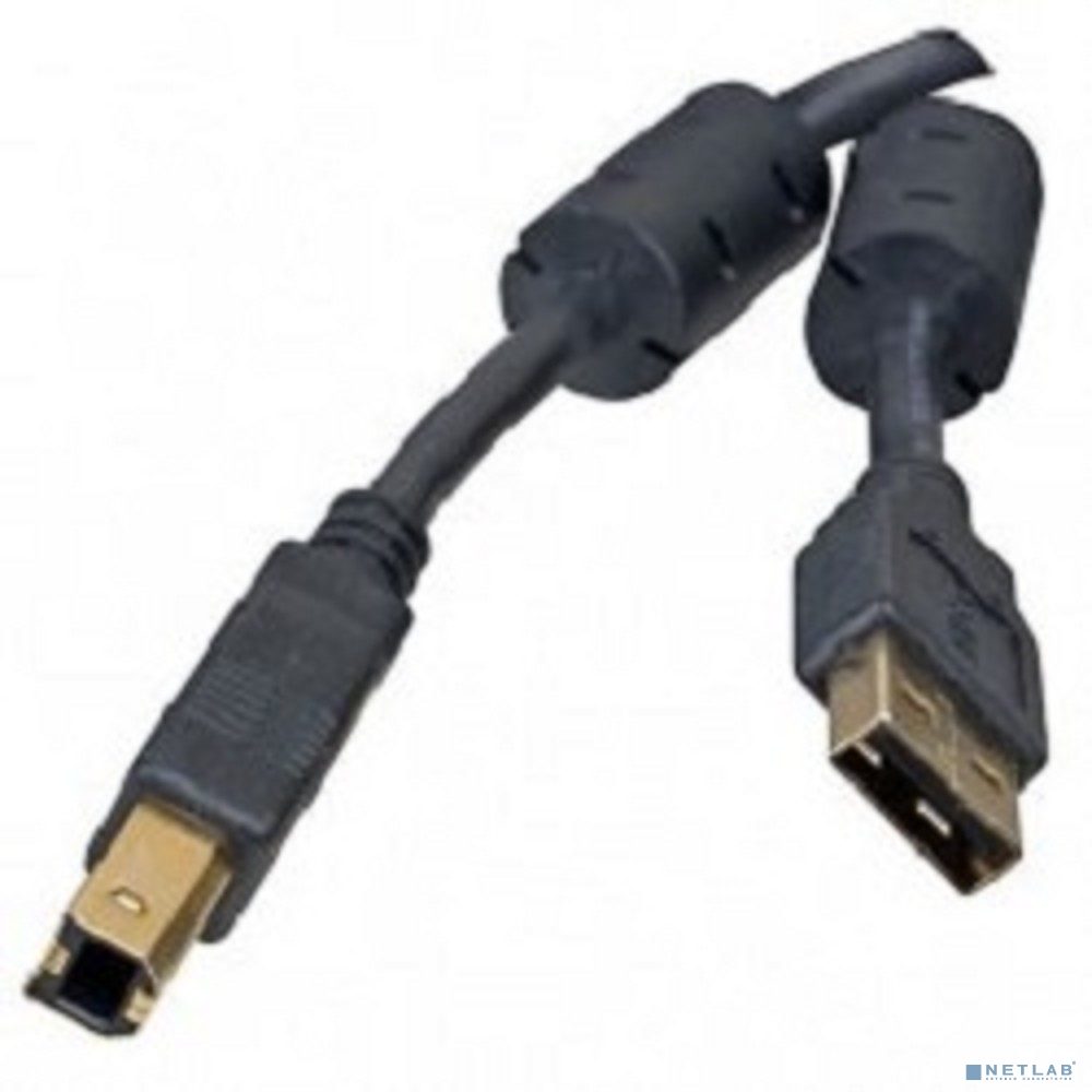 5bites UC5010-018A Проф. Кабель USB2.0, AM/BM, зол.разъемы, ферр.кольца, 1.8м., черный