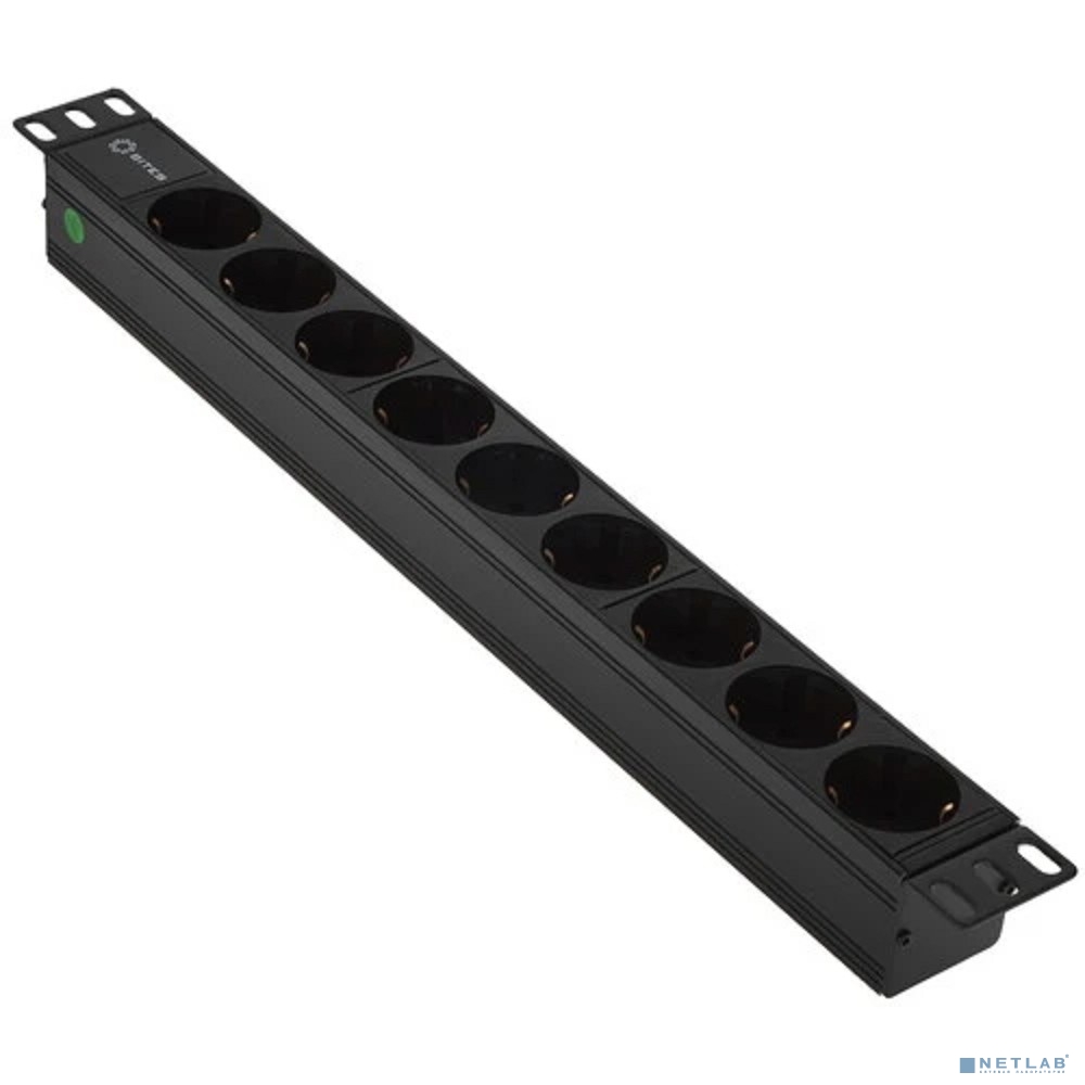 5bites PDU919A-04 Блок розеток 9S / AL / 1U / 19" / 2M*3G*1.5MM2 / VDE