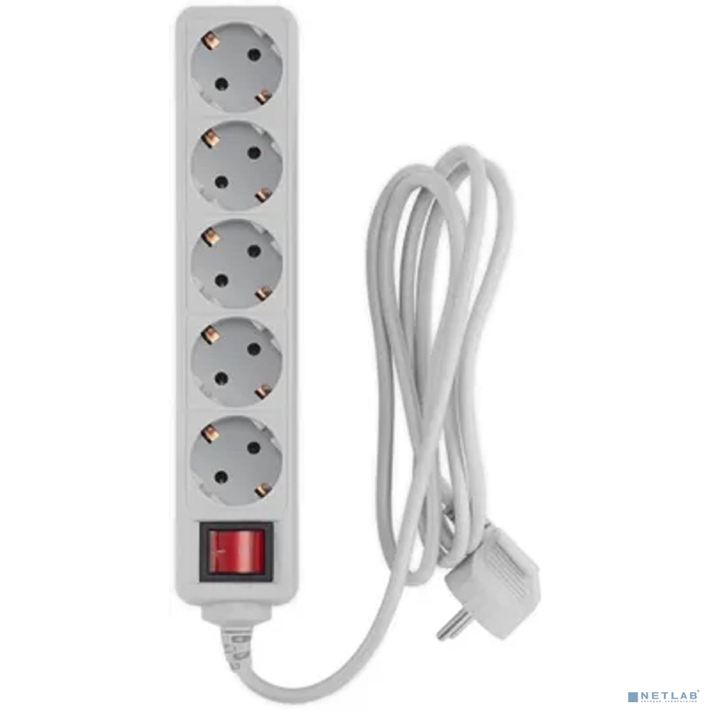 PC PET Сетевой фильтр AP01006-1.8-G 1.8м (5 розеток, EURO, EURO/RUS), серый
