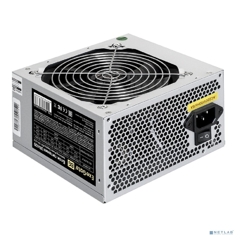 Exegate EX244553RUS Блок питания 400W Exegate UN400, ATX, 12cm fan, 24+4pin, 4*SATA, 1*FDD, 1*IDE