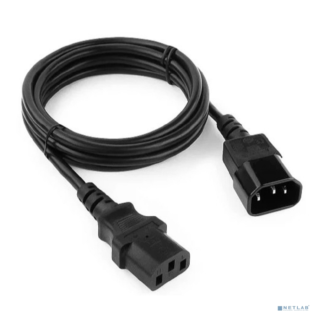 Bion Кабель-удлинитель питания 1.8м, C13-C14 с заземлением, 0.5мм, 6А, черный