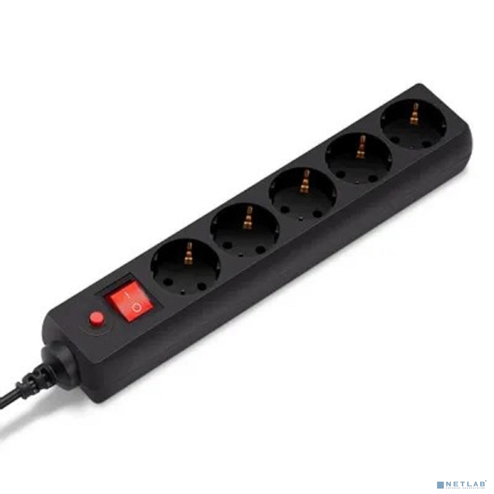 BURO Сетевой фильтр, 5 розеток, 10 метров, (500SH-10-B), черный (коробка)