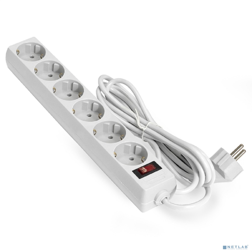 Exegate EX221230RUS Сетевой фильтр Exegate SP-6-3W (6 розеток, 3м, евровилка, белый)