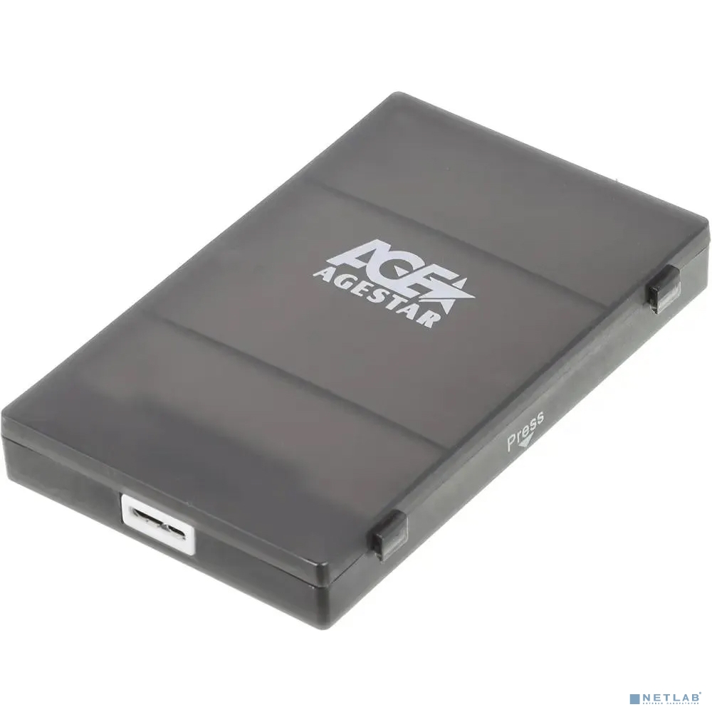 AgeStar 3UBCP1-6G (BLACK) USB 3.0 Внешний корпус 2.5" SATA HDD/SSD AgeStar 3UBCP1-6G (BLACK) USB 3.0, пластик, черный, безвинтовая конструкция
