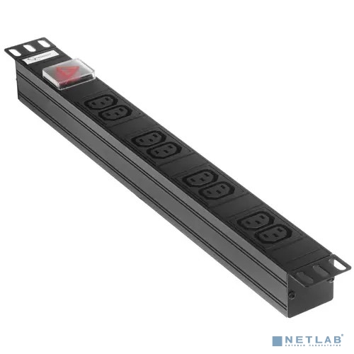 Gembird EHB8-4 Блок 1 вход С14/ 8 выходов C13 с защитой для 19". 16A. 1U