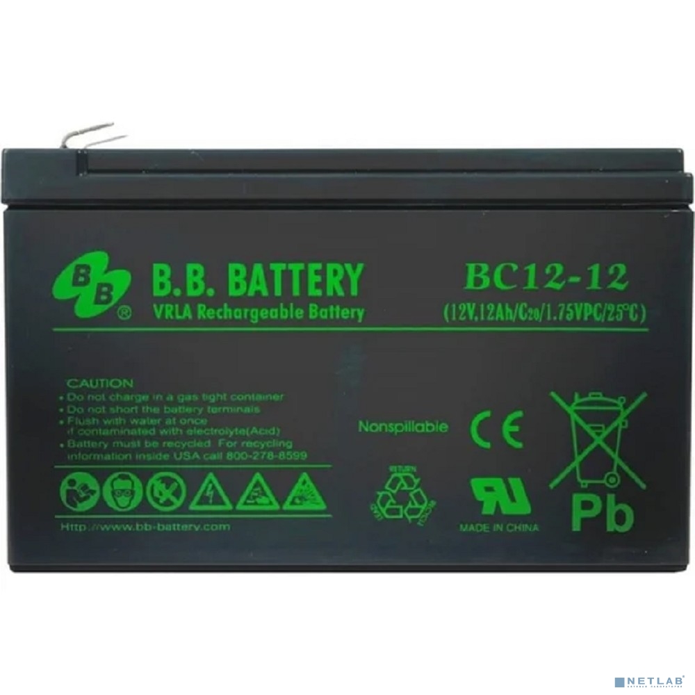 АКБ B.B. Battery BC 12-12 (12V 12Ah ДхШхВ 151x98x98 мм, масса 3,35 кг) клеммы F2