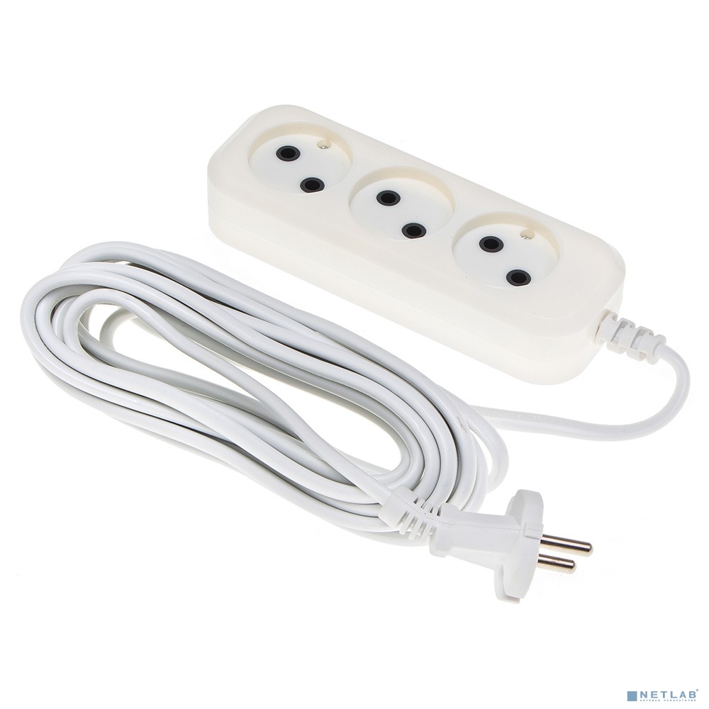 BURO Сетевой удлинитель 3 розетки, 5 метров, (BU-PSL3.5/W), белый (пакет ПЭ)