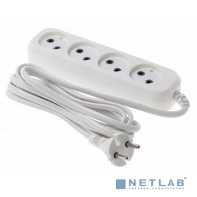BURO Сетевой удлинитель 4 розетки, 5 метров, (BU-PSL4.5/W), белый (пакет ПЭ)