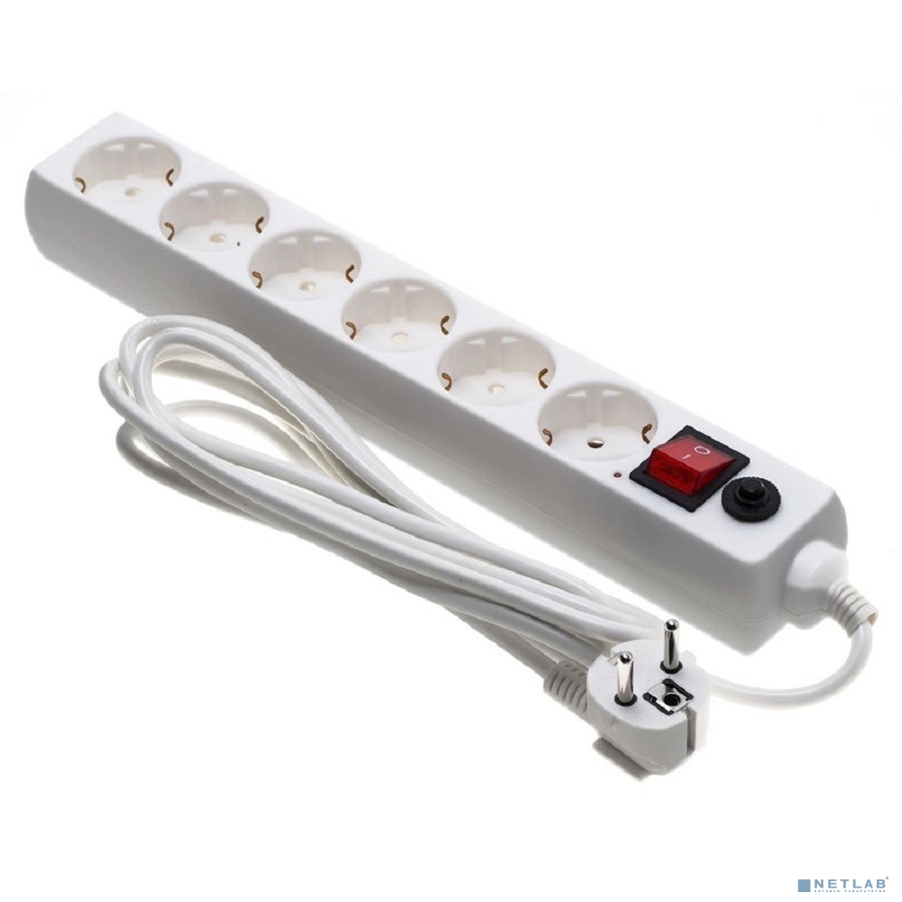 BURO Сетевой фильтр, 6 розеток, 3 метра, (600SH-16-3-W), белый (коробка)