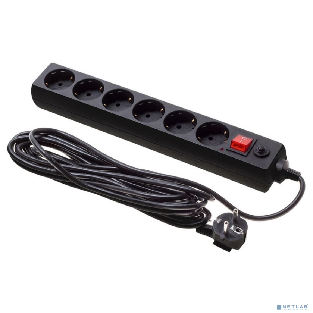 BURO Сетевой фильтр, 6 розеток, 5 метров, (600SH-16-5-B), черный (коробка)