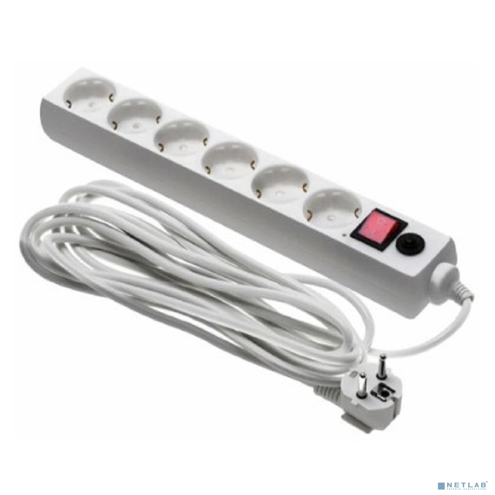 BURO Сетевой фильтр, 6 розеток, 5 метров, (600SH-16-5-W), белый (коробка)