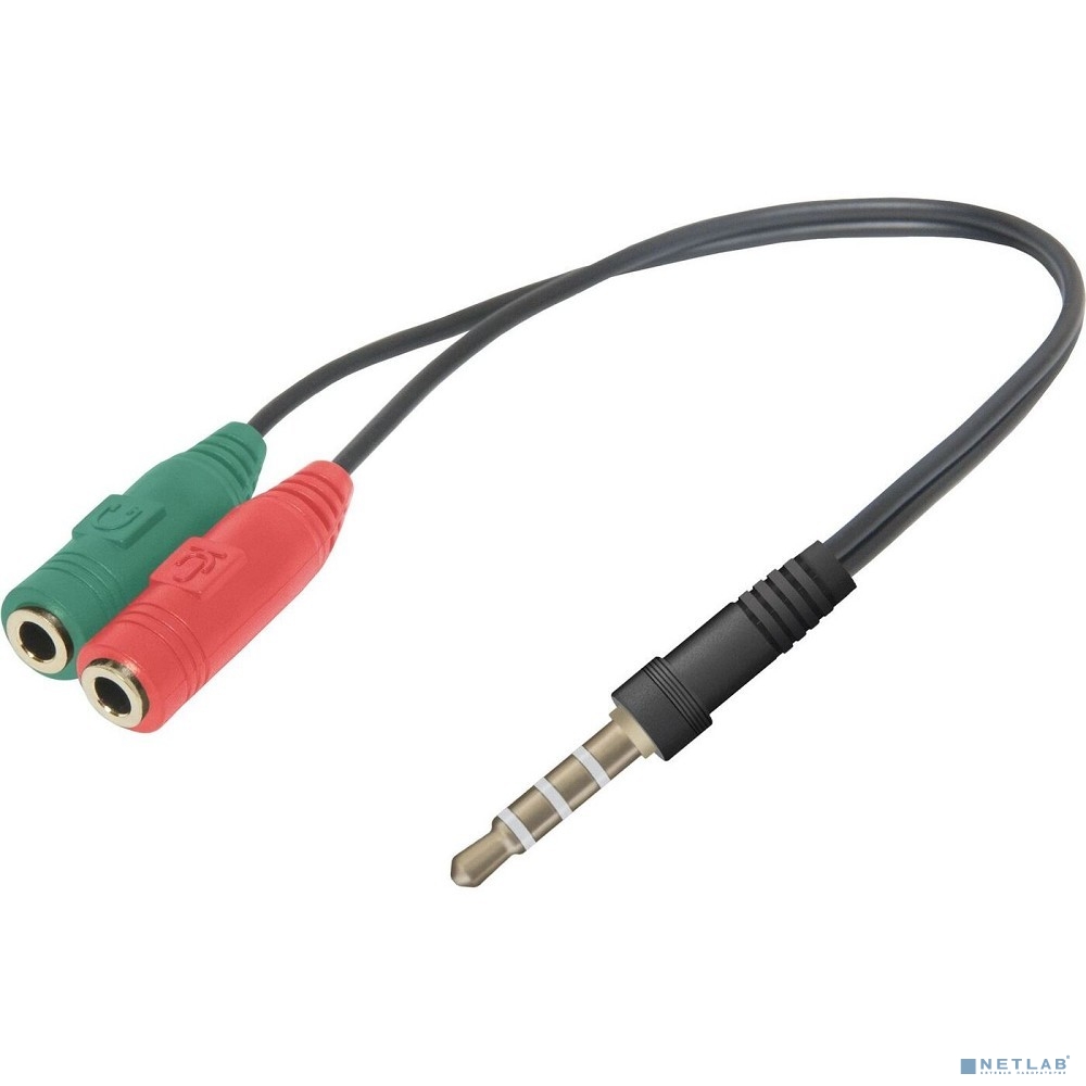 Defender Переходник Headset Jack 2*3.5jack—3.5 4pin jack 0,15м (63012)
