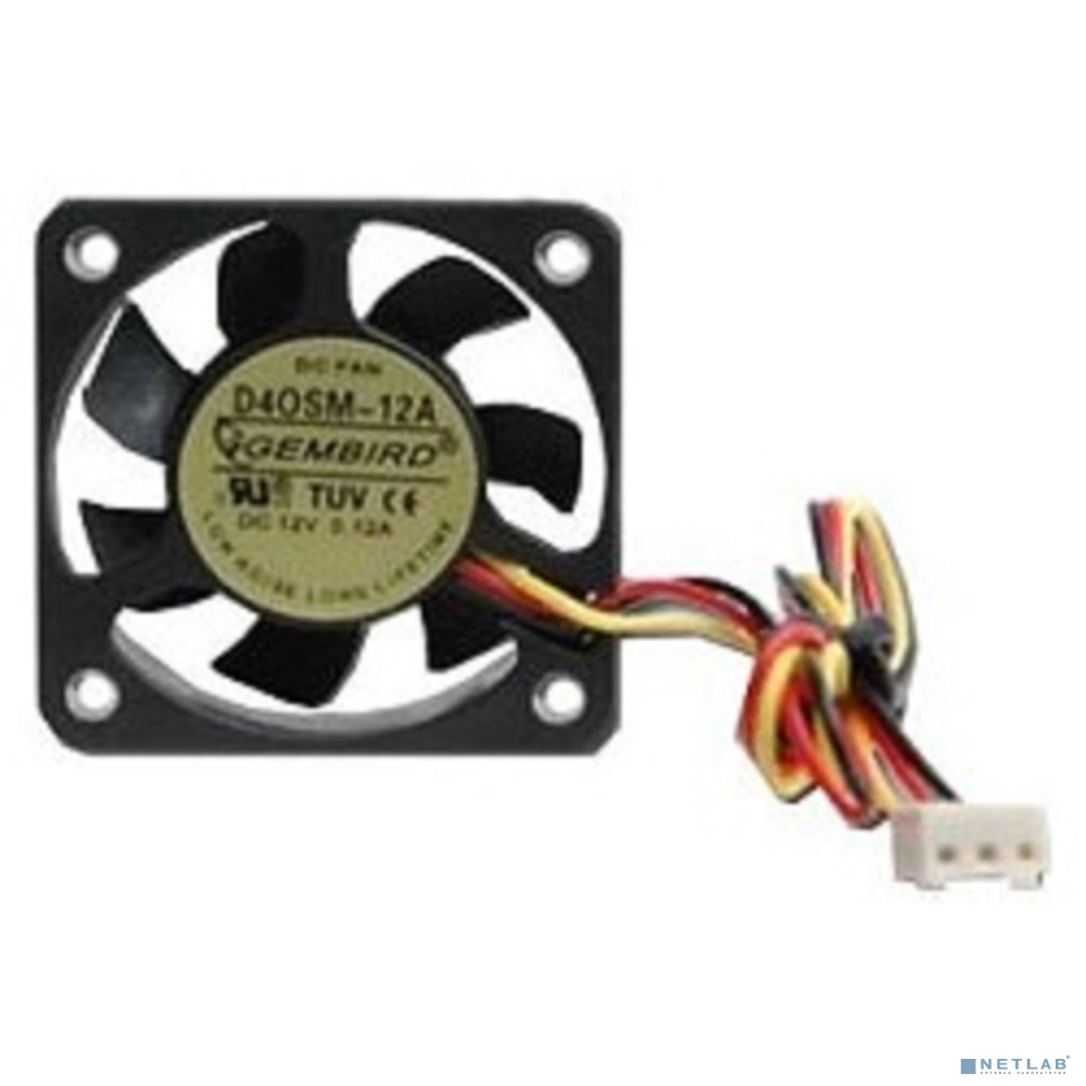 Gembird Вентилятор 40x40x10, 3pin, шнур 7см,