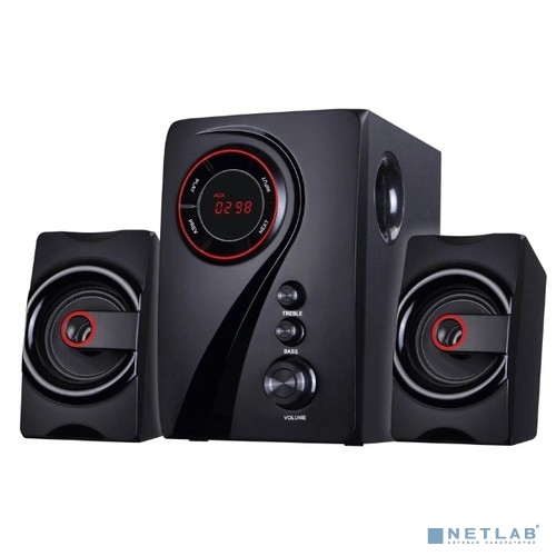 Ginzzu GM-406 2.1 с Bluetooth, выходная мощность 20Вт + 2х10Вт, аудиоплеер USB-flash, SD-card, FM-радио, пульт ДУ - 21 кнопка, стерео вход (2RCA), эквалайзер (обыч