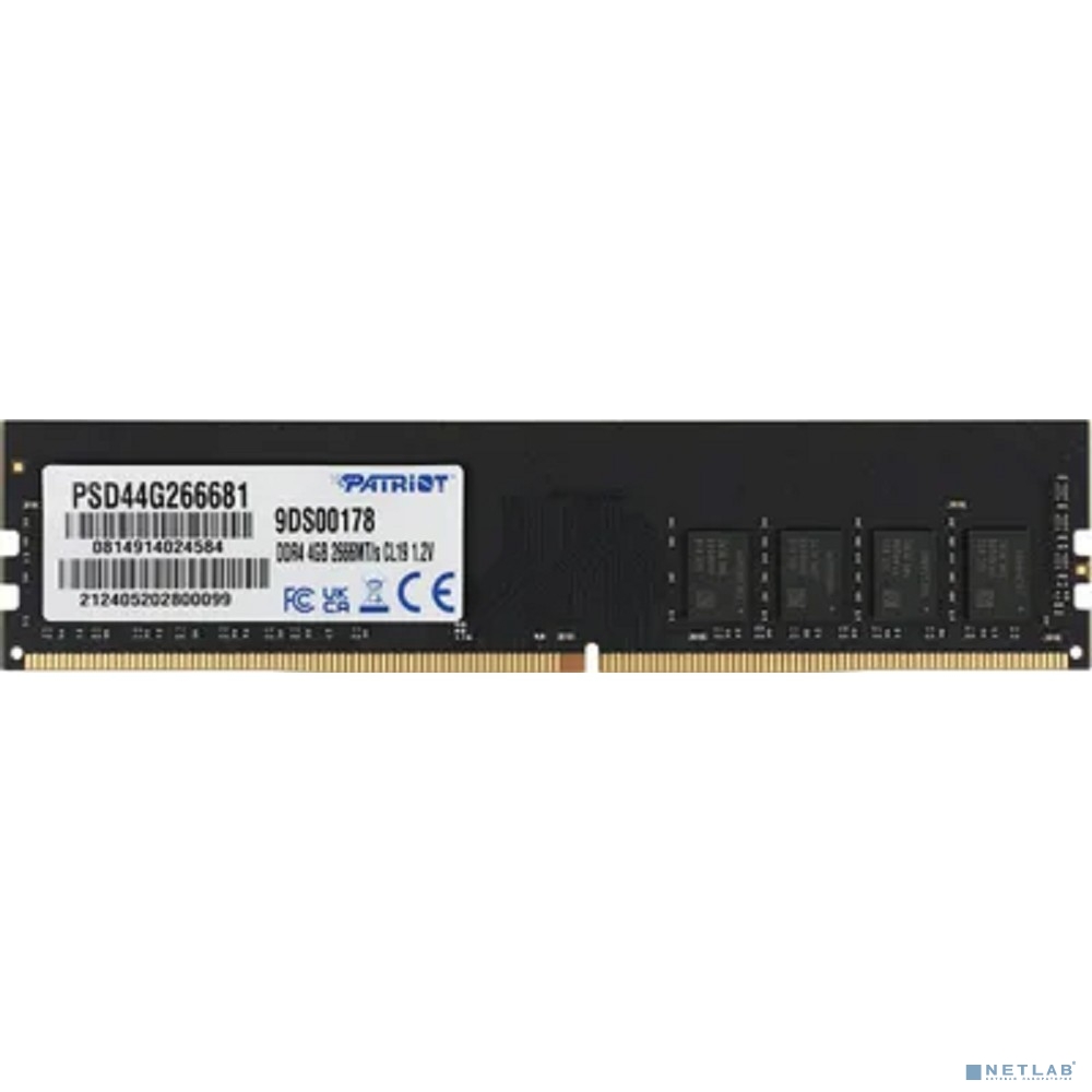 Patriot DDR4 DIMM 4GB PSD44G266681 PC4-21300, 2666MHz