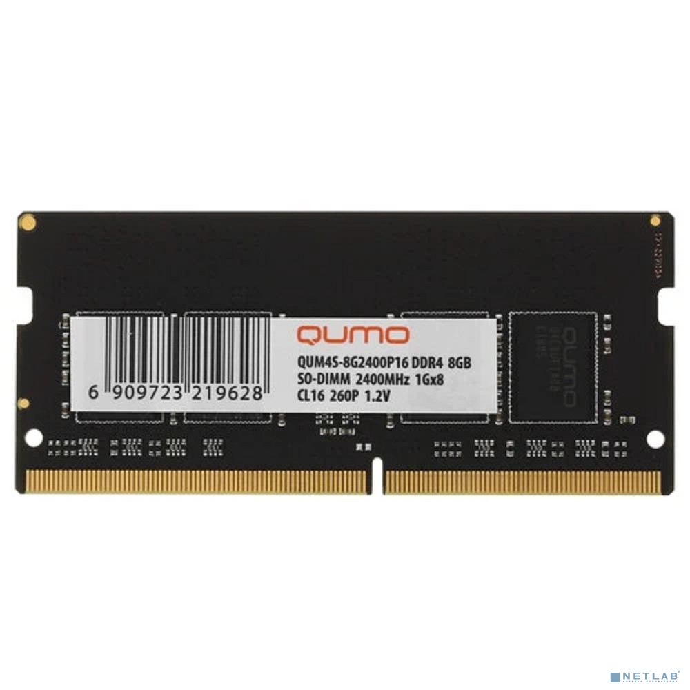 QUMO DDR4 SODIMM 8GB QUM4S-8G2400P16 PC4-19200, 2400MHz OEM/RTL