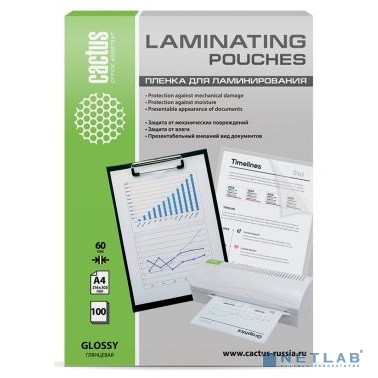 Cactus Пленка для ламинирования 60мкм A4 (100шт) глянцевая 216 x 303мм (1059665)
