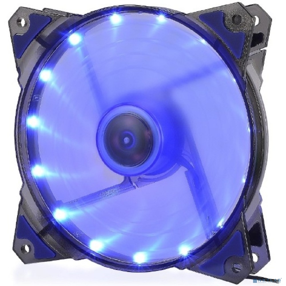 CROWN Вентилятор для компьютерного корпуса CMCF-12025S-1221 (120*120*25мм;Синий 16LED;1500 об/мин;35CFM;20Дб;Подшипник скольжения;3pin+MOLEX(папа-мама) 40+10см)