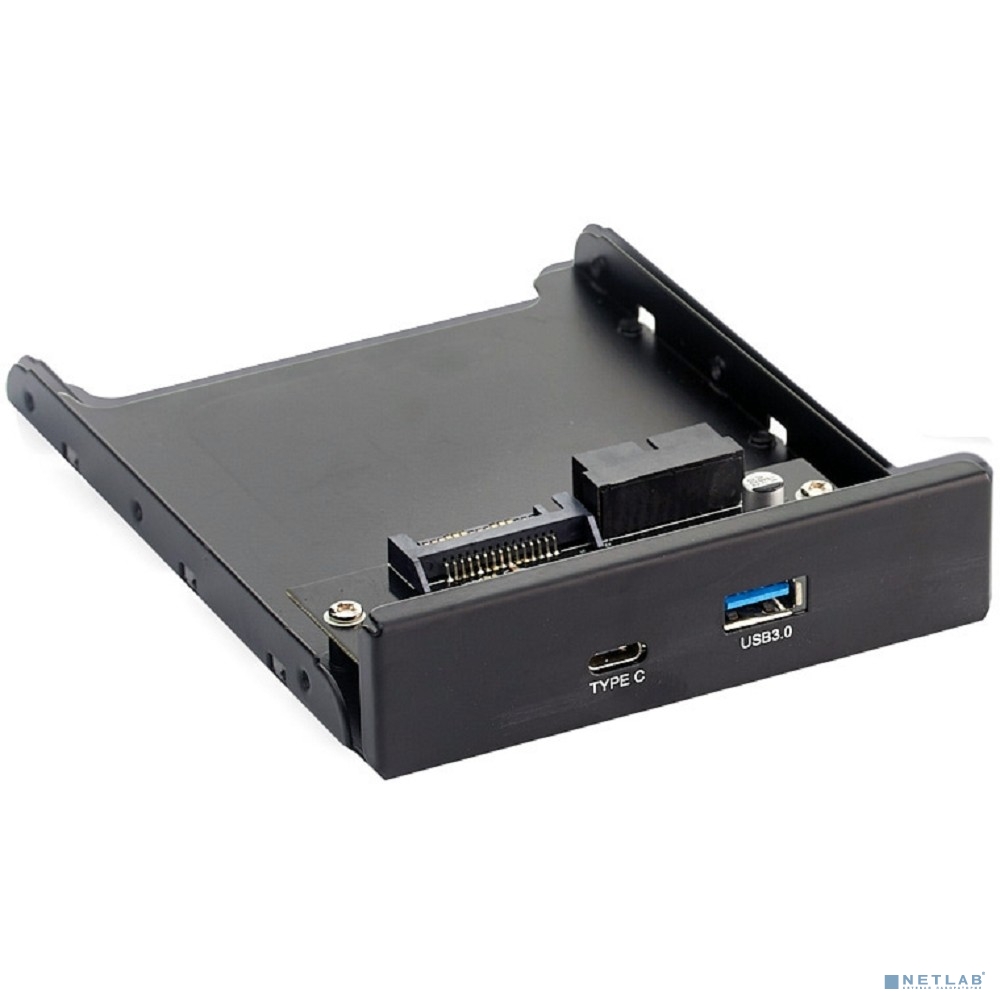 Exegate EX280447RUS Планка USB на переднюю панель Exegate U3H-617, 3,5", 1*USB3.0+1*TypeC, черная, подсоед-е к мат. плат