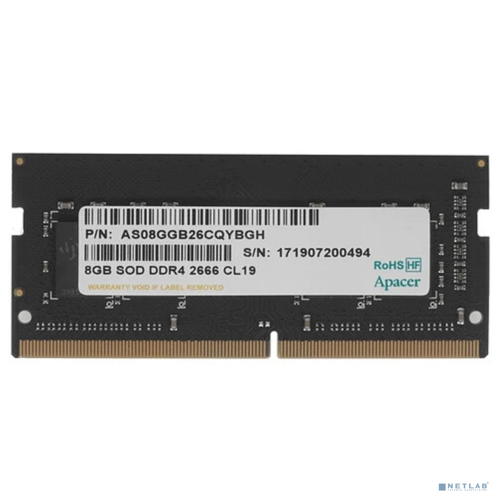Apacer DDR4 SODIMM 8GB ES.08G2V.GNH PC4-21300, 2666MHz