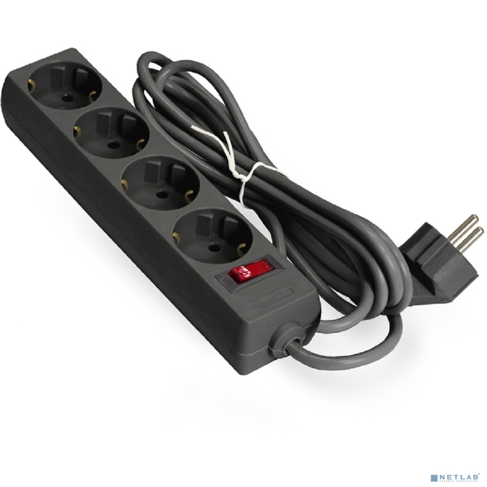 Exegate EX279397RUS Удлинитель ExeGate EC-4-3B (4 розетки, 3м, евровилка, черный)