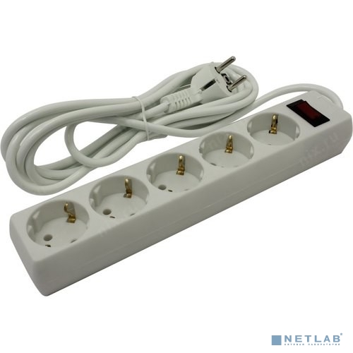 Exegate EX279360RUS Удлинитель ExeGate EC-5-3W (5 розеток, 3м, евровилка, белый)