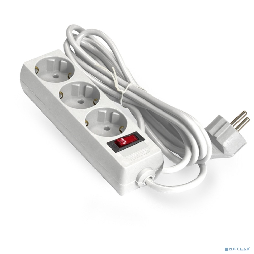 Exegate EX279353RUS Удлинитель ExeGate EC-3-5W (3 розетки, 5м, евровилка, белый)