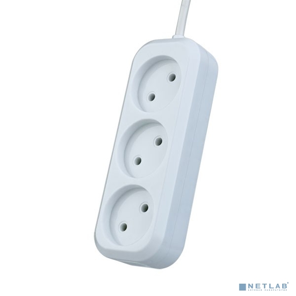 Perfeo Сетевой удлинитель без заземления "RU POWER", PF_B4062 (3,0м, 3 розетки, белый (Р16-012))