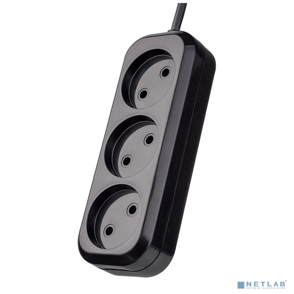 Perfeo Сетевой удлинитель без заземления "RU POWER", PF_B4066 (3,0м, 3 розетки, чёрный (Р16-012))