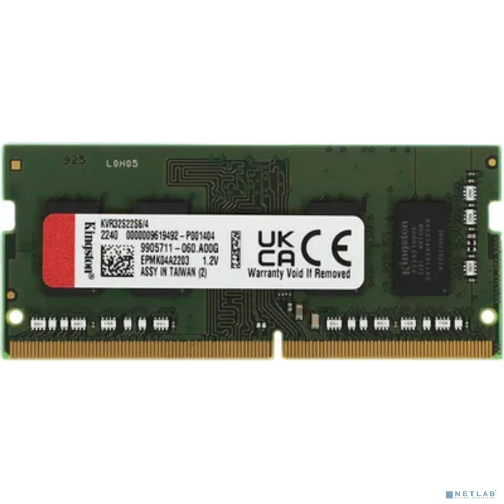 Kingston DDR4 SODIMM 4GB KVR32S22S6/4 PC4-25600, 3200MHz, CL22