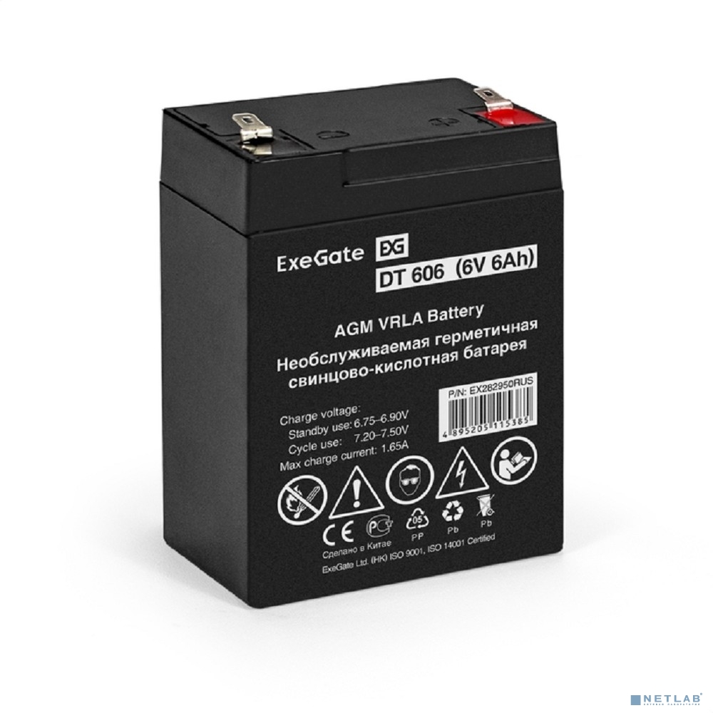 Exegate EX282950RUS Аккумуляторная батарея DT 606 (6V 6Ah, клеммы F1)