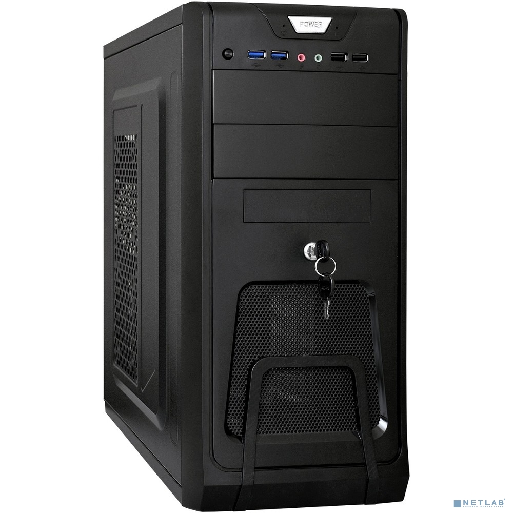 Exegate EX283215RUS Корпус Miditower ExeGate CP-603UB Black, ATX, <CP350W, 80mm>, 2*USB+2*USB3.0, Audio, замок блокировки кнопки питания