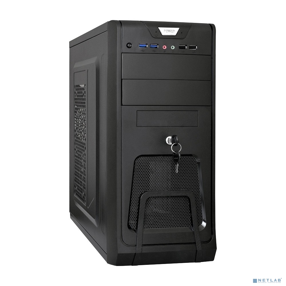 Exegate EX283217RUS Корпус Miditower ExeGate CP-603UB Black, ATX, <CP450W, 80mm>, 2*USB+2*USB3.0, Audio, замок блокировки кнопки питания