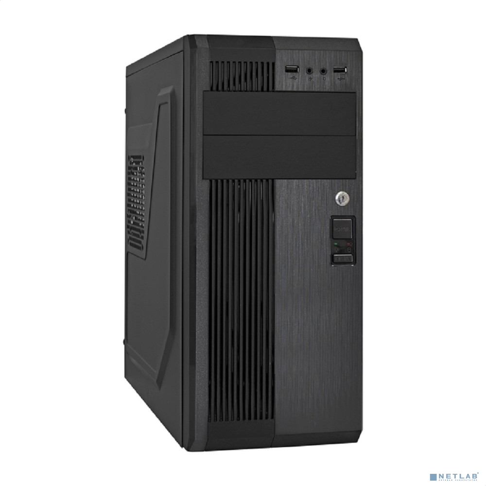 Exegate EX283221RUS Корпус Miditower ExeGate UN-605B Black, ATX, <UN400, 120mm>, 2*USB, Audio, замок блокировки кнопки питания