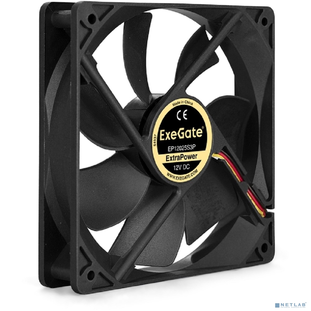Exegate EX283388RUS Вентилятор ExeGate ExtraPower EP12025S3P, 120x120x25 мм, подшипник скольжения, 3pin, 1800RPM, 26dBA