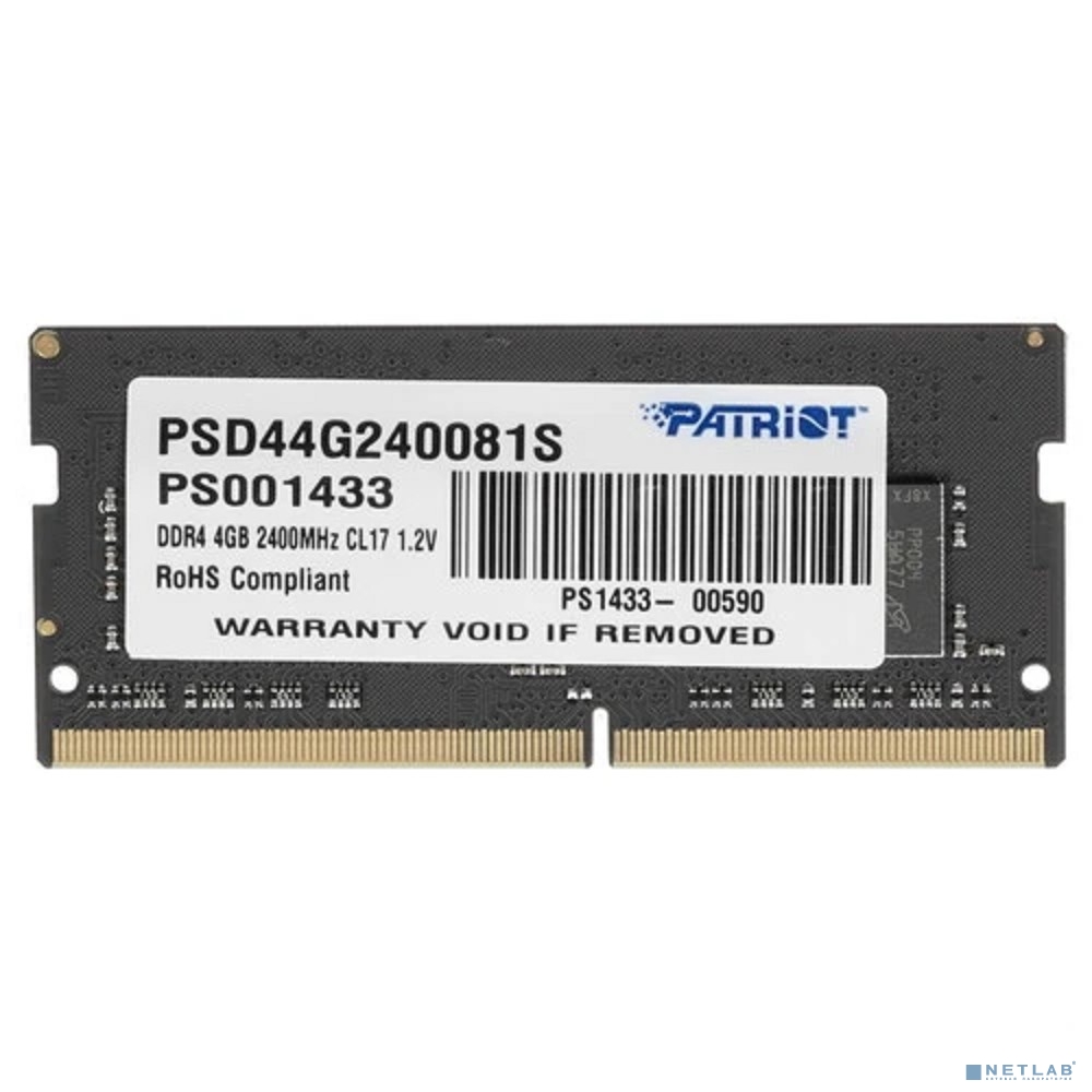 Память SO-DIMM DDR4 4Gb PC19200 2400MHz CL17 Patriot 1.2V (PSD44G240081S)