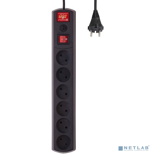 MOST Сетевой фильтр Real R 6 розеток 2 м черный
