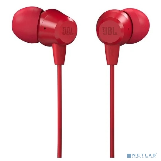 Гарнитура вкладыши JBL C50HI 1.2м красный проводные (в ушной раковине)